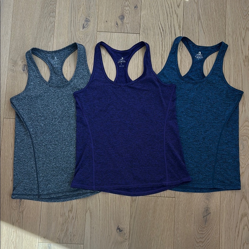 Women's Racerback Tank Top Set - Gray, Purple, Blue
